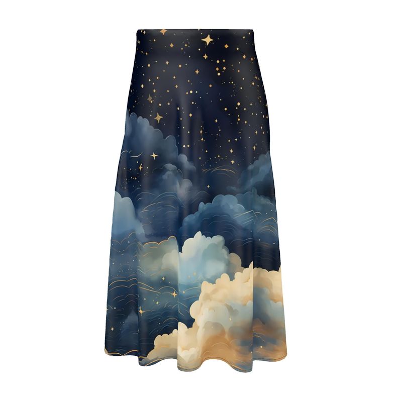 Beautiful Night Silk Midi Skirt