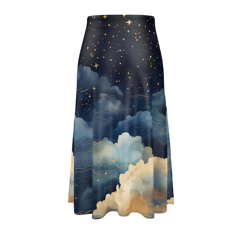 Beautiful Night Silk Midi Skirt