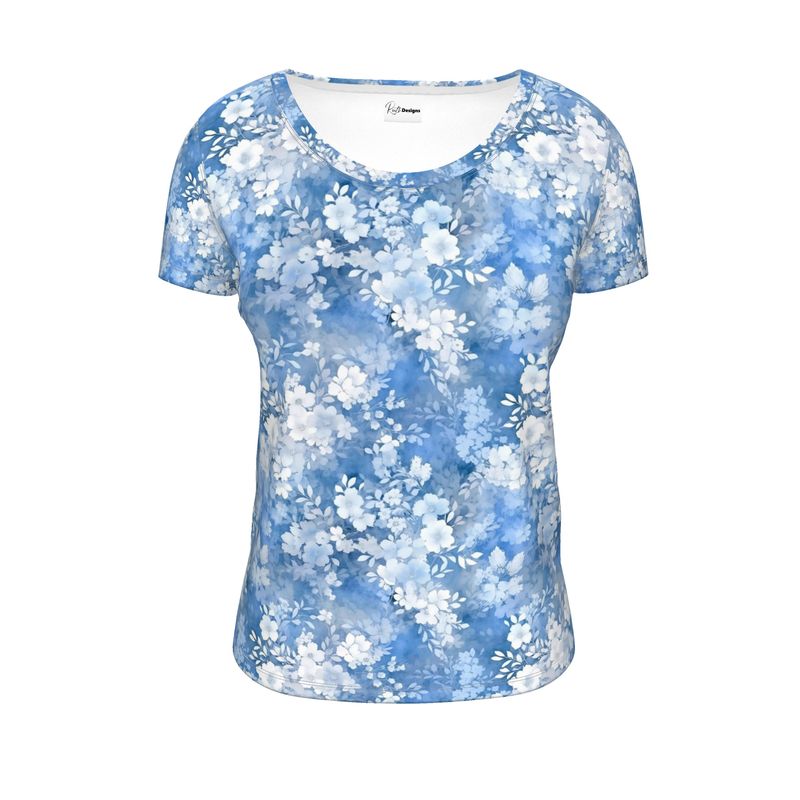 Serene Layers Floral Scoop Neck T-Shirt