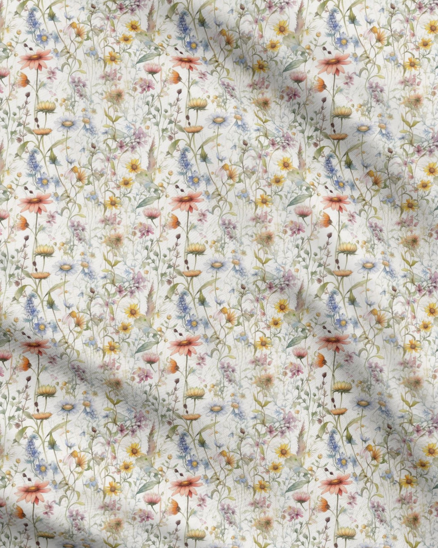 Whispering Meadow Blossoms Repeat Pattern Fabric