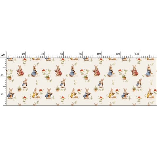 Bunny Meadow Delight Repeat Pattern Fabric