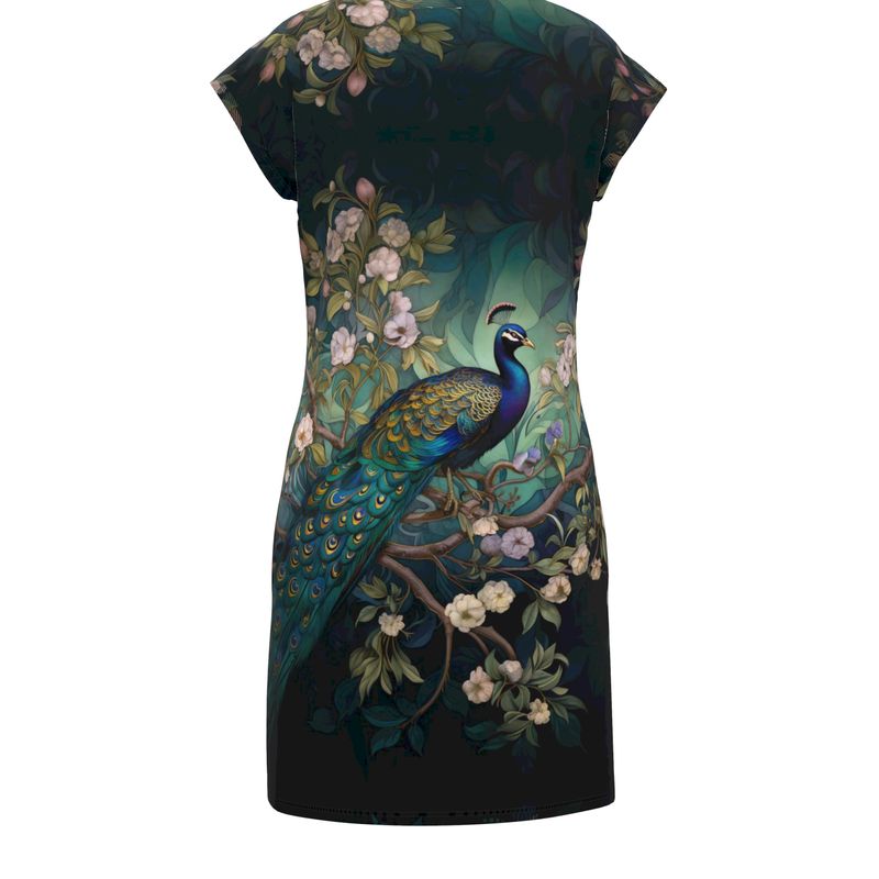 Serene Peacock Blossoms Ladies Tunic T-Shirt