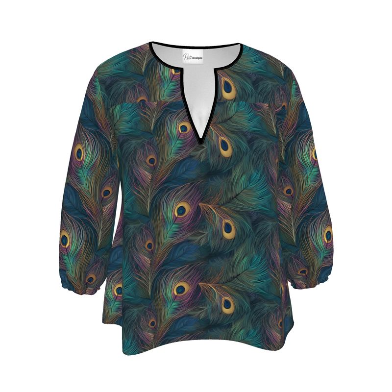 Majestic Peacock Feather Womens Blouse