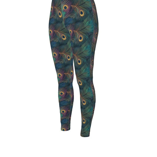 Majestic Peacock Feather High Waisted Leggings