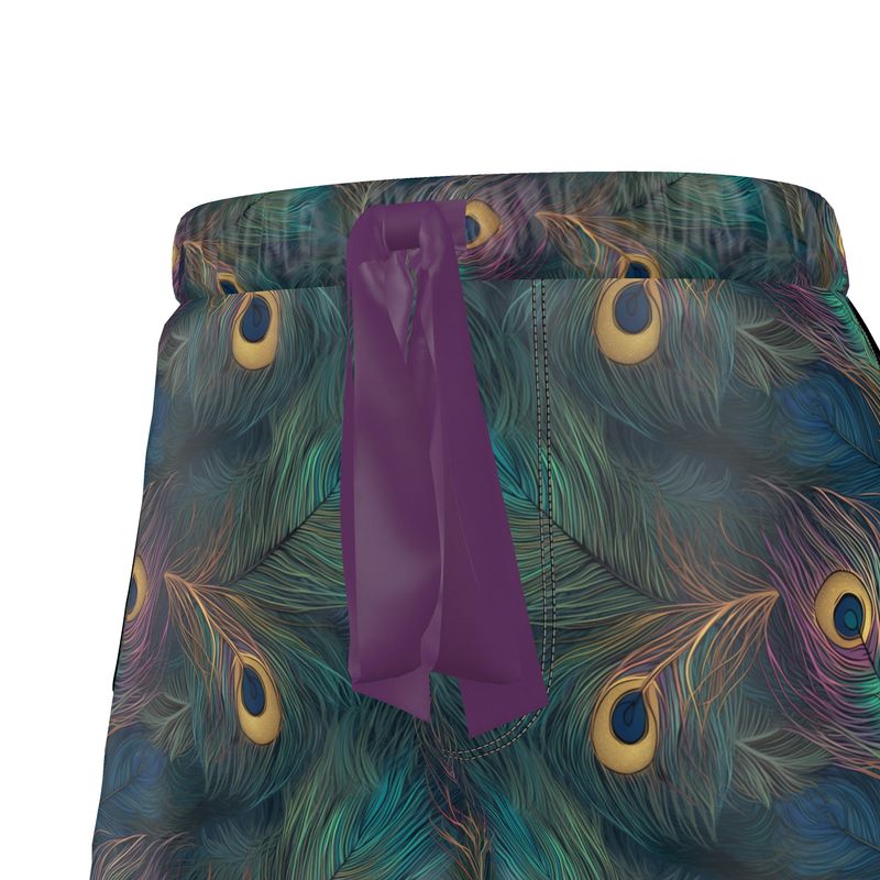 Majestic Peacock Feather Womens Luxury Pyjama Shorts