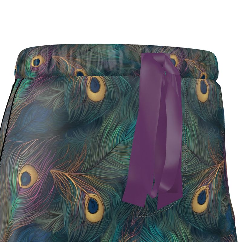 Majestic Peacock Feather Womens Luxury Pyjama Shorts