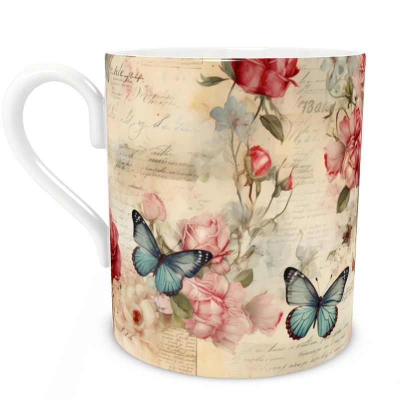 Butterfly Garden Decoupage Bone China Mug
