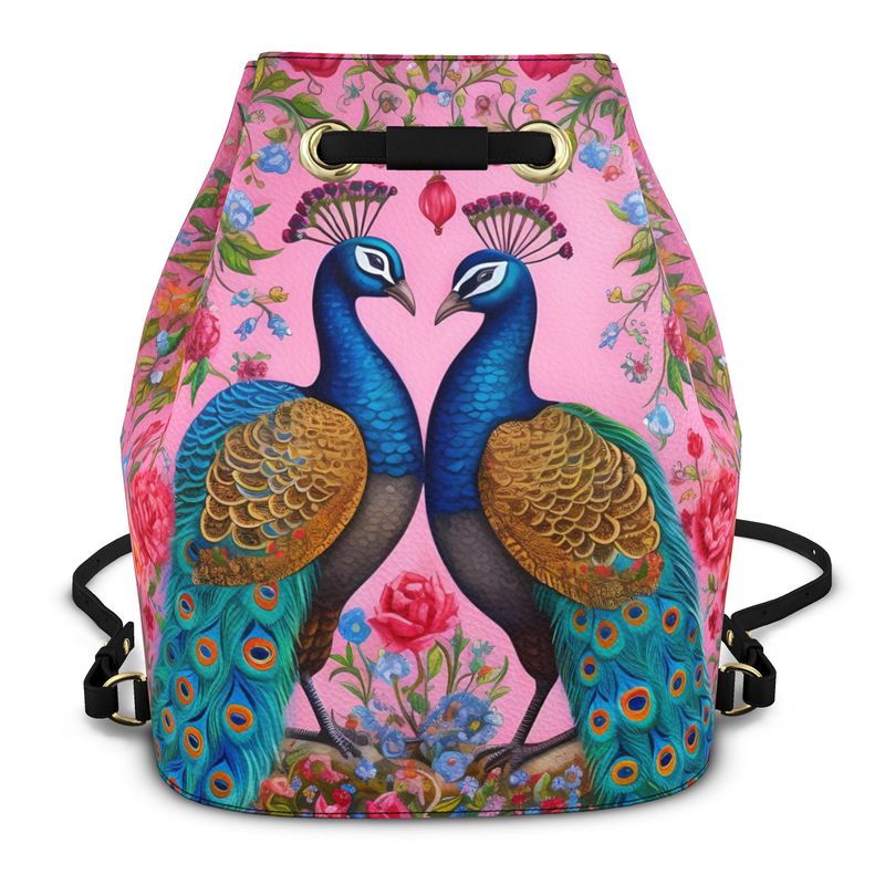 Peacocks and Posies Bucket Backpack