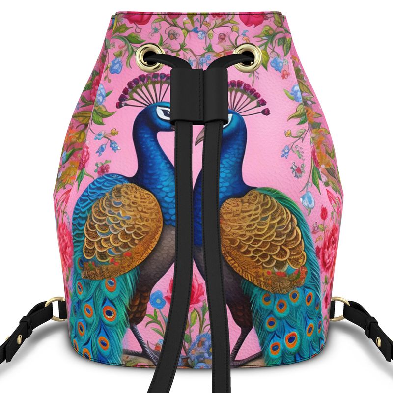 Peacocks and Posies Bucket Backpack