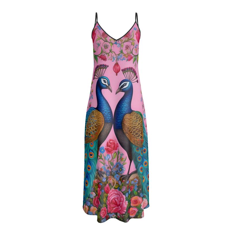 Peacocks and Posies Womens Slip Dress