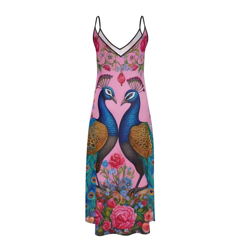 Peacocks and Posies Womens Slip Dress