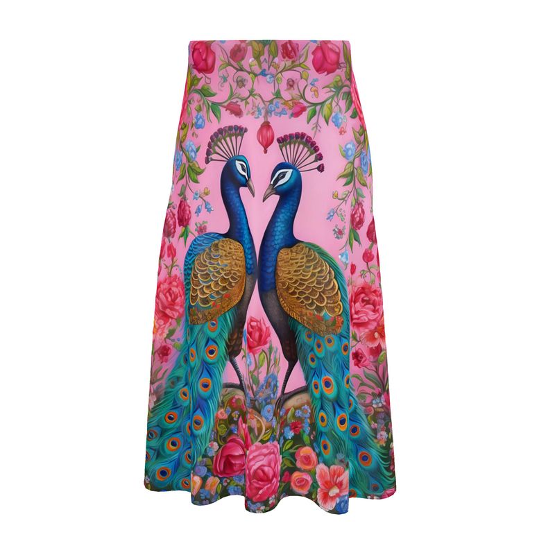 Peacocks and Posies Midi Skirt