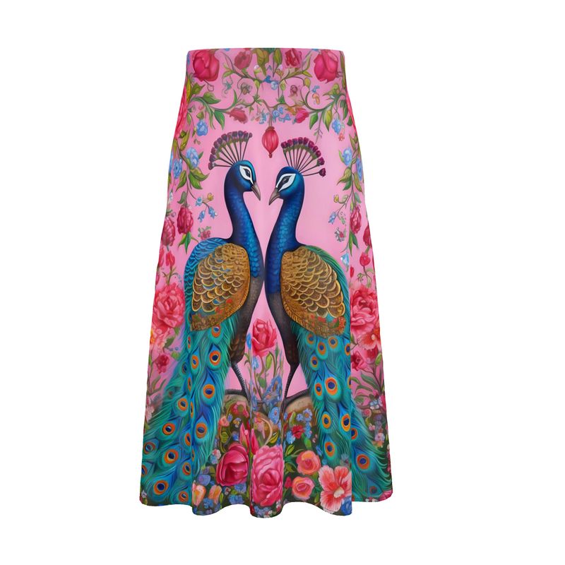 Peacocks and Posies Midi Skirt