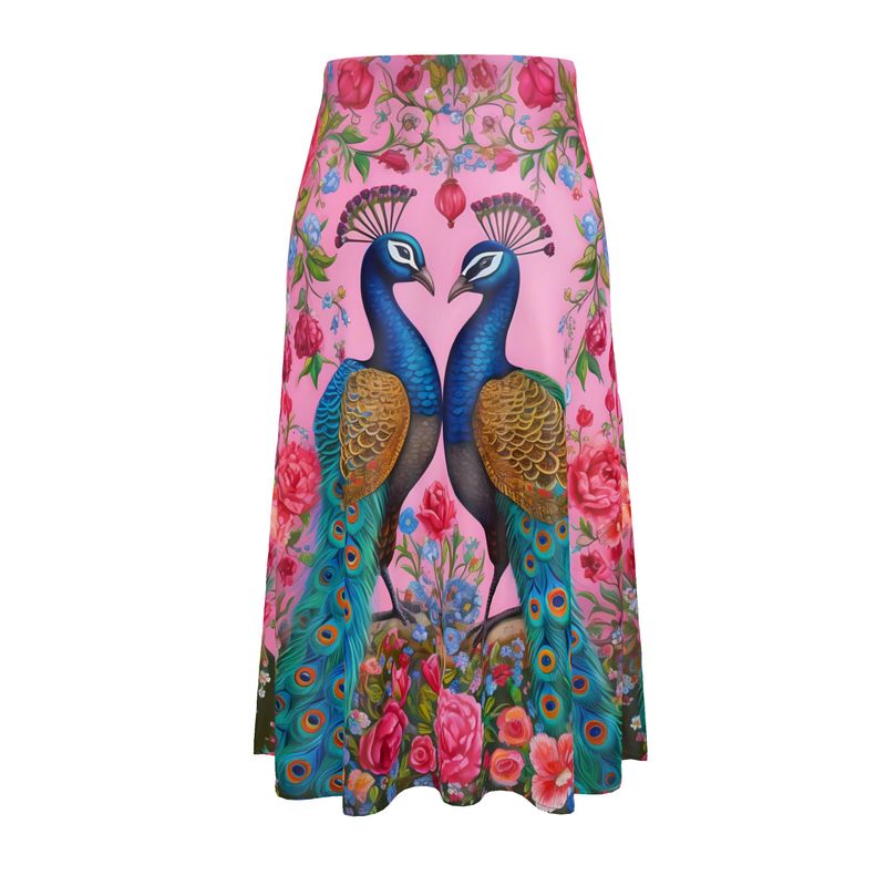 Peacocks and Posies Midi Skirt