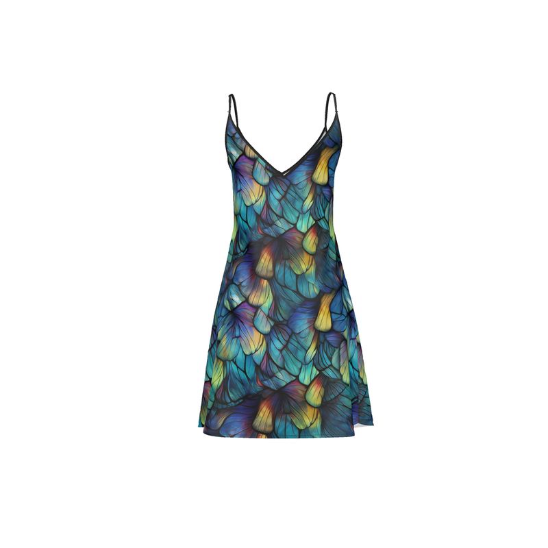 Prism Butterfly Wings Satin Slip Dress