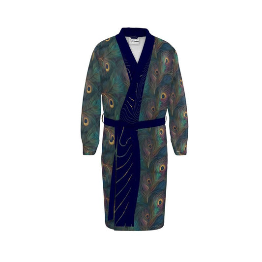 Majestic Peacock Feather Dressing Gown