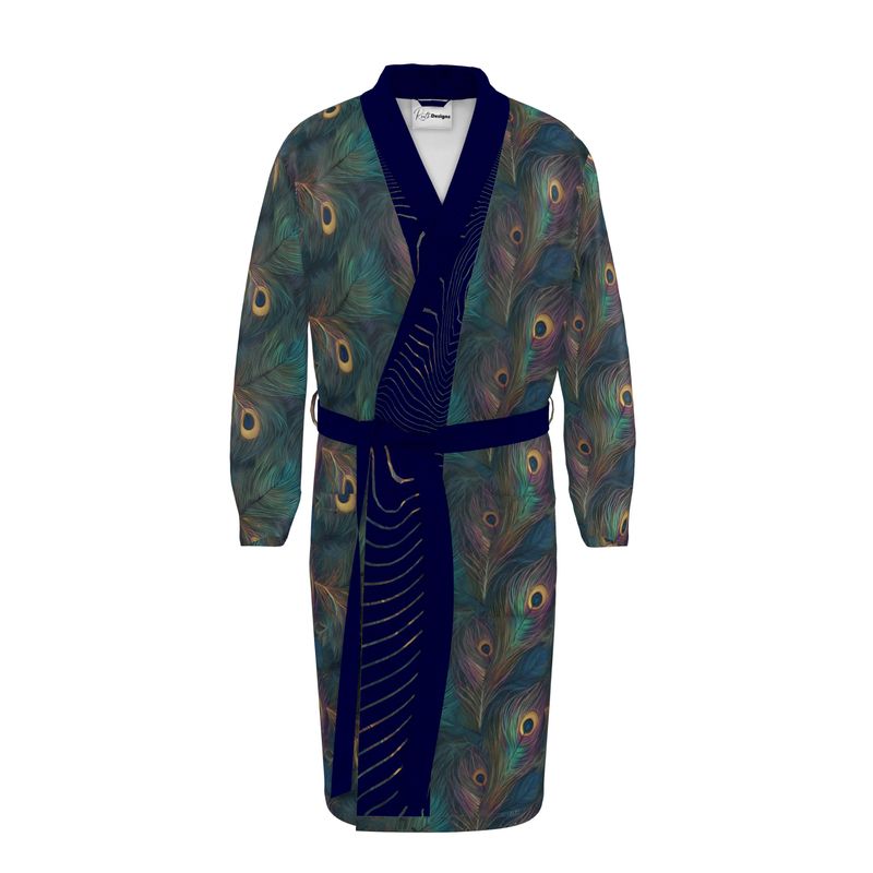 Majestic Peacock Feather Dressing Gown