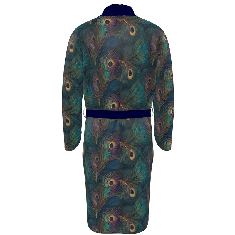 Majestic Peacock Feather Dressing Gown