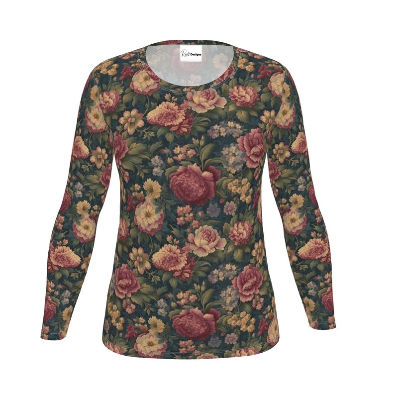 Carpet Bag Roses Womens Long Sleeve T-Shirt