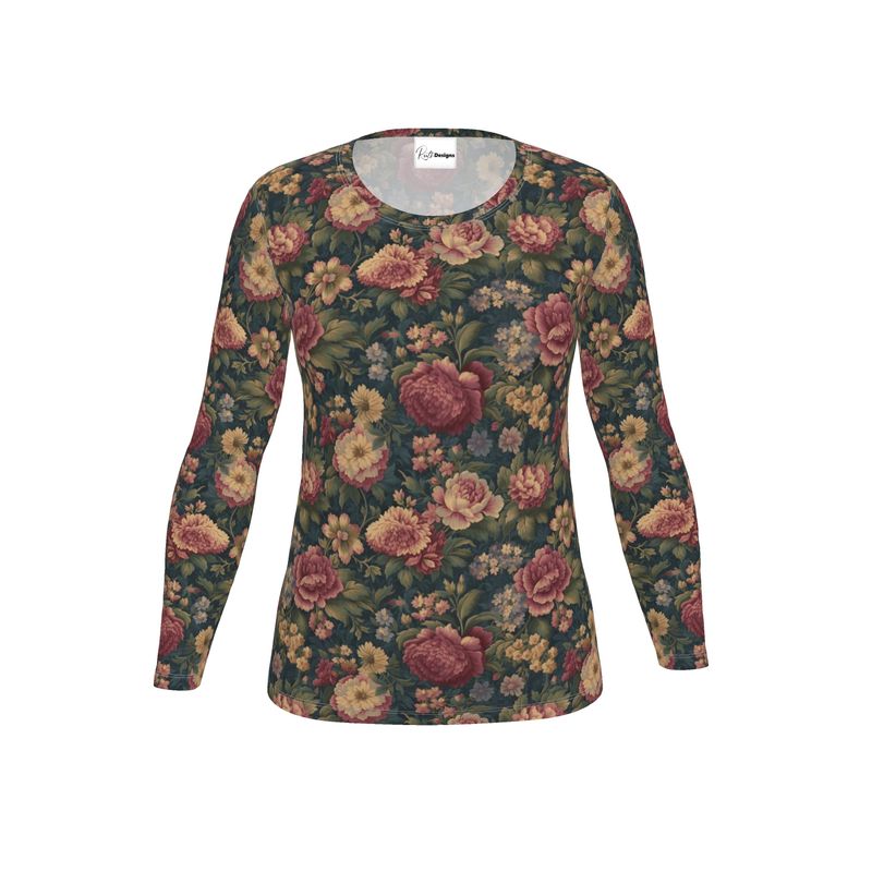 Carpet Bag Roses Womens Long Sleeve T-Shirt