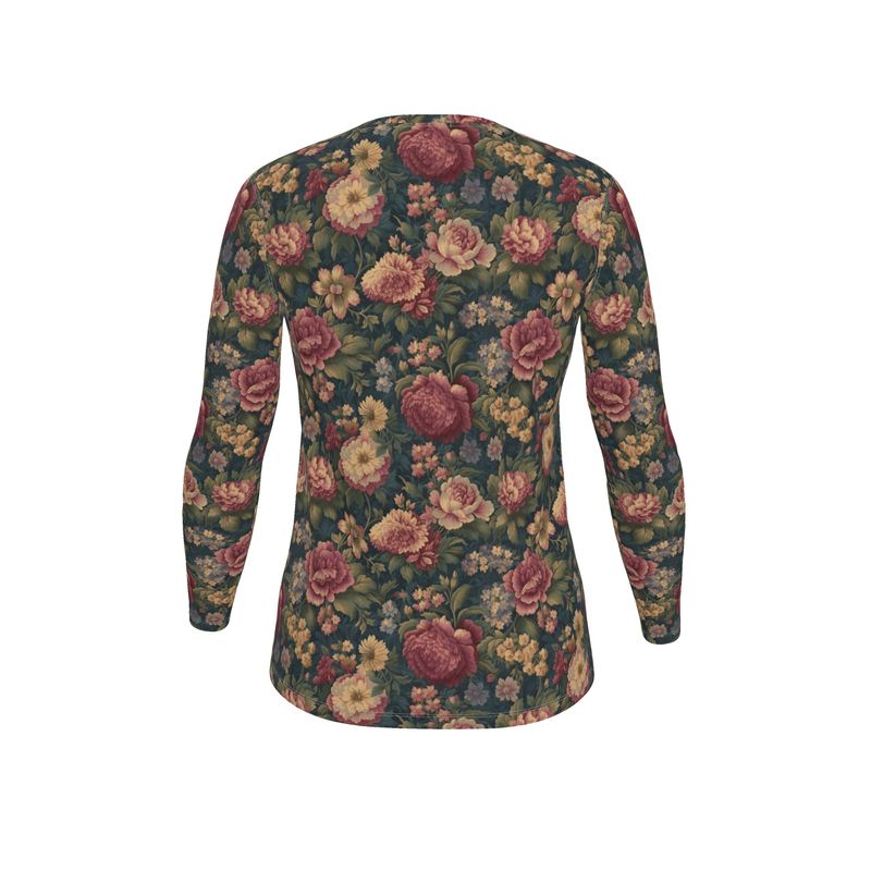 Carpet Bag Roses Womens Long Sleeve T-Shirt