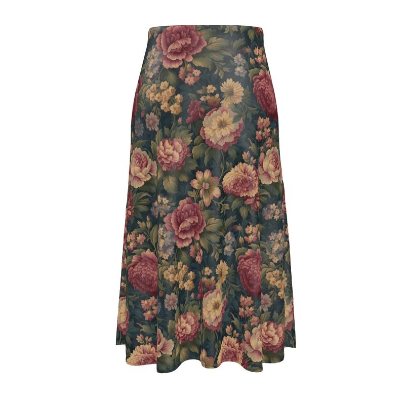 Carpet Bag Roses Midi Skirt Ruth Designs