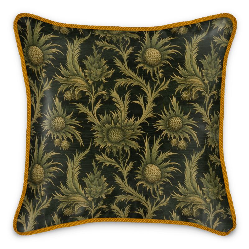 Forest Thistle Silk Cushions