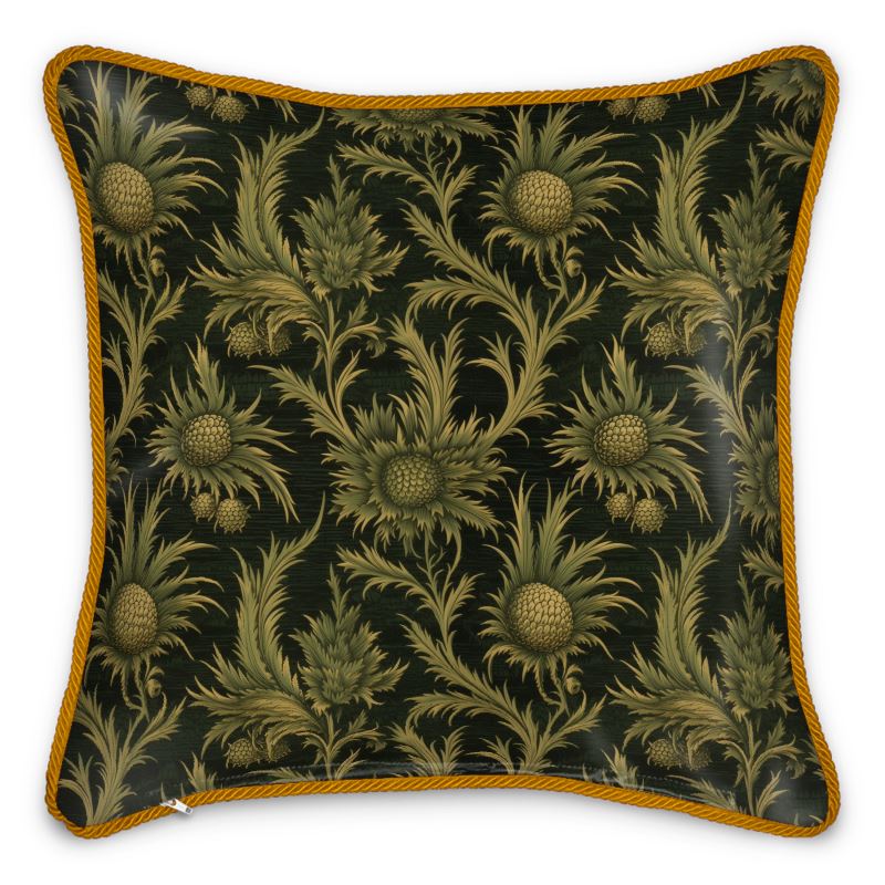 Forest Thistle Silk Cushions