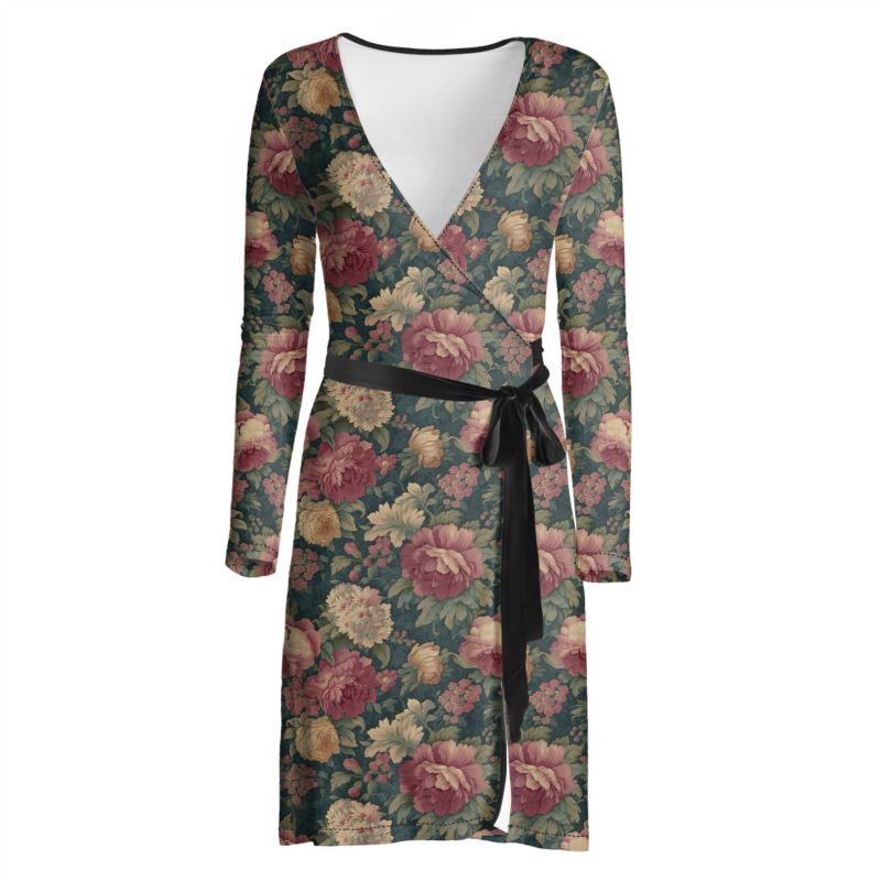 Verdant Tapestry Wrap Dress