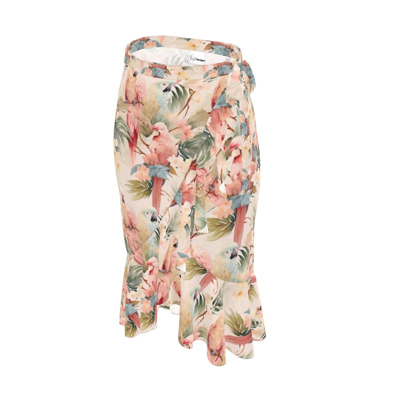 Pink Parrots Flounce Skirt