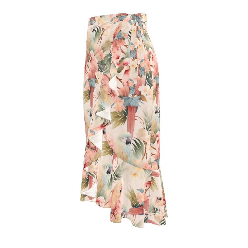 Pink Parrots Flounce Skirt