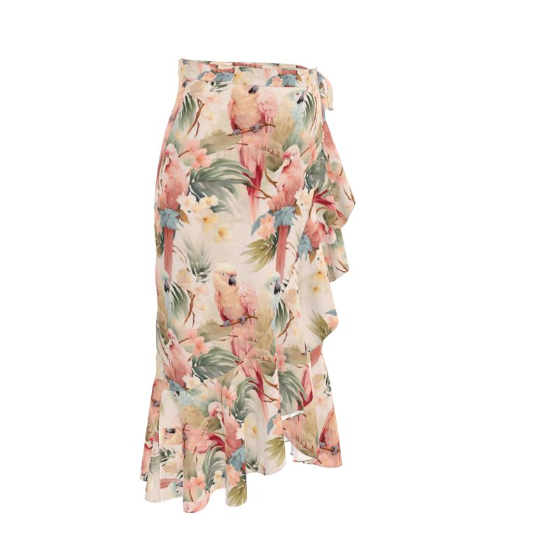 Pink Parrots Flounce Skirt