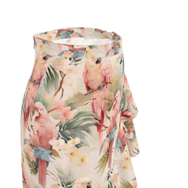 Pink Parrots Flounce Skirt