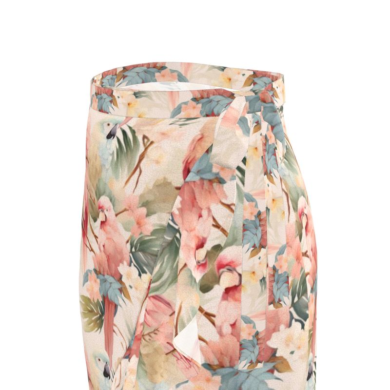 Pink Parrots Flounce Skirt