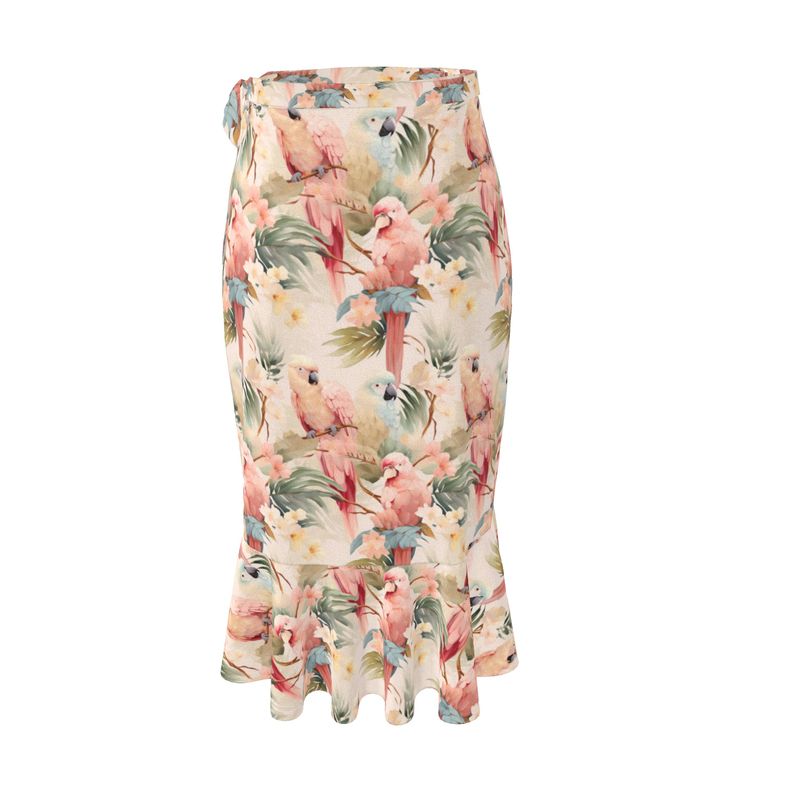 Pink Parrots Flounce Skirt