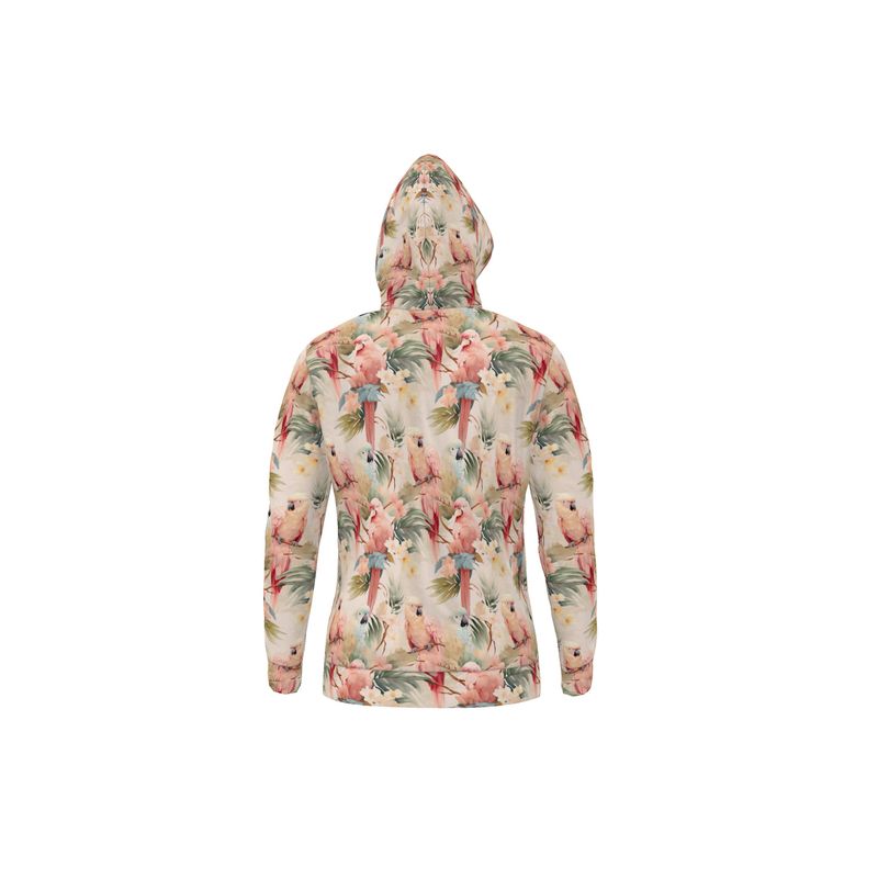 Pink Parrots Zip-Up Hoodie