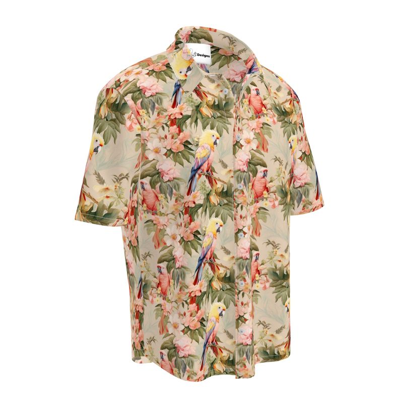Peach Parrots Mens Short Sleeve Shirt