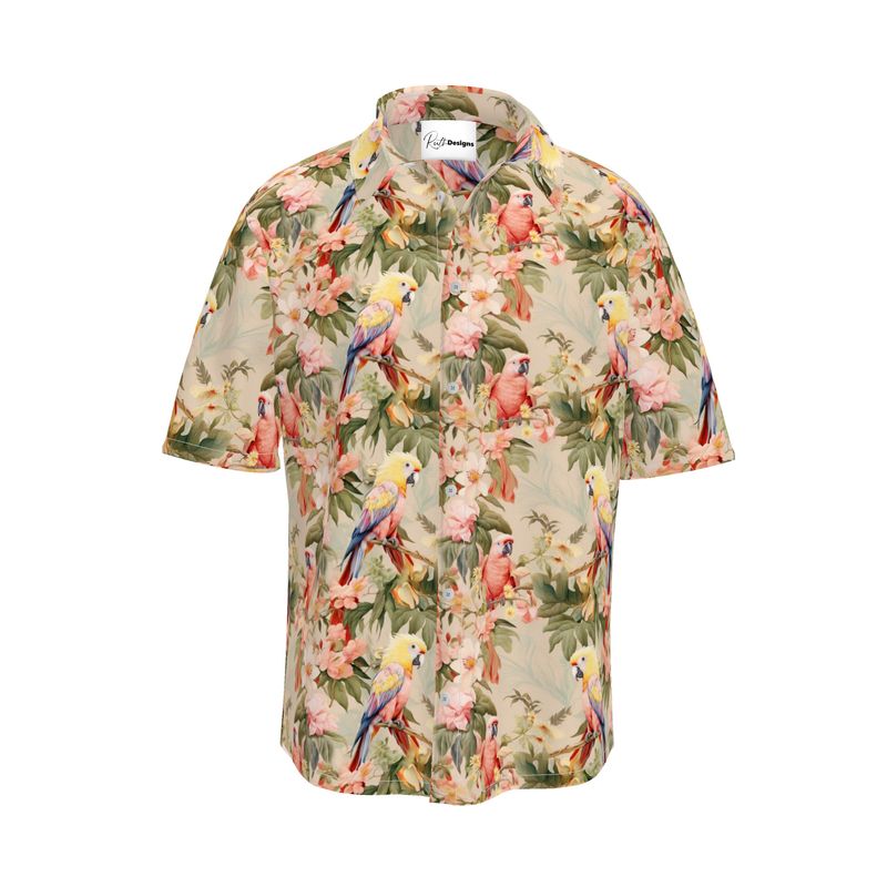 Peach Parrots Mens Short Sleeve Shirt