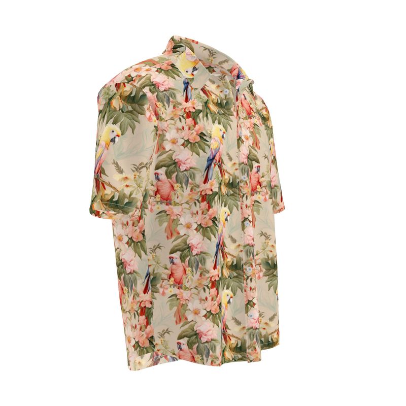 Peach Parrots Mens Short Sleeve Shirt