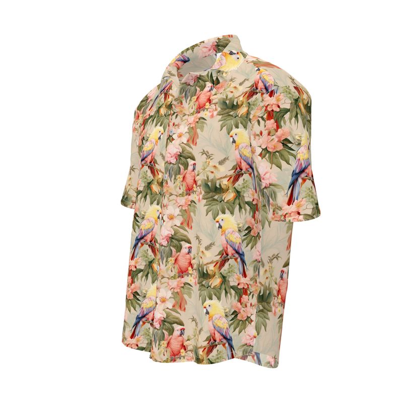 Peach Parrots Mens Short Sleeve Shirt