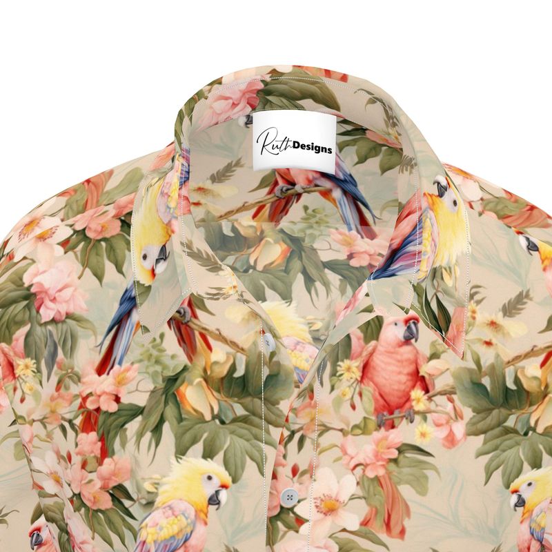 Peach Parrots Mens Short Sleeve Shirt
