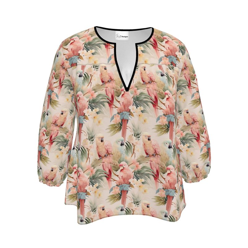 Pink Parrots Womens Blouse