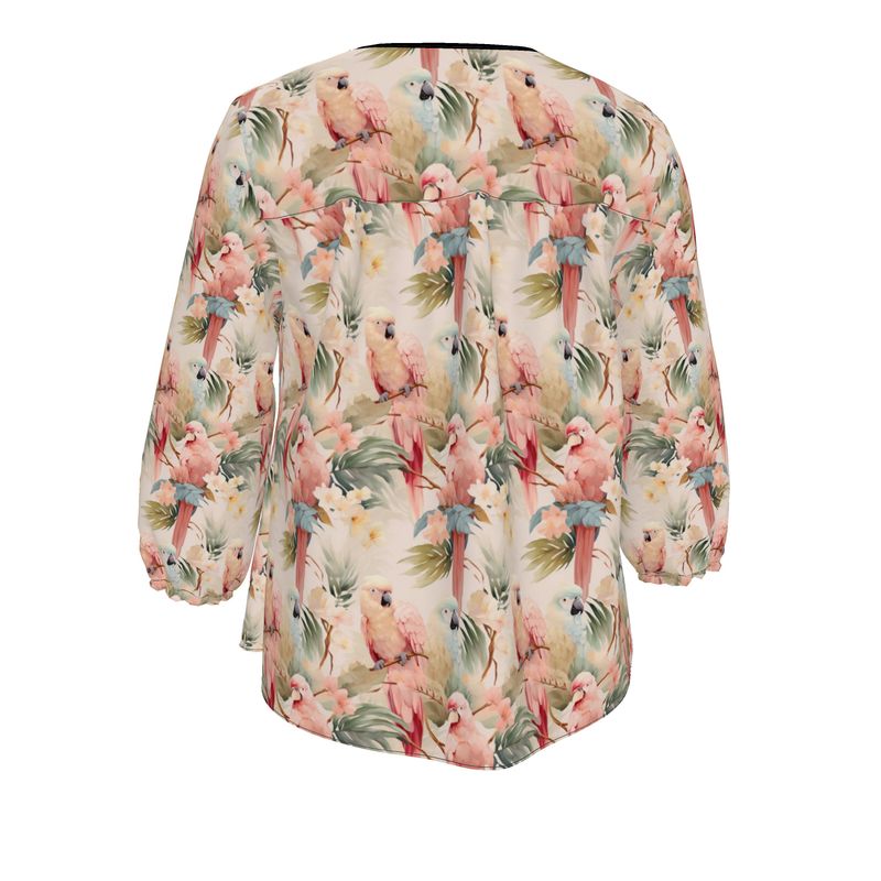 Pink Parrots Womens Blouse