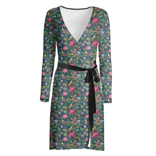 Jade Water Gardens Wrap Dress