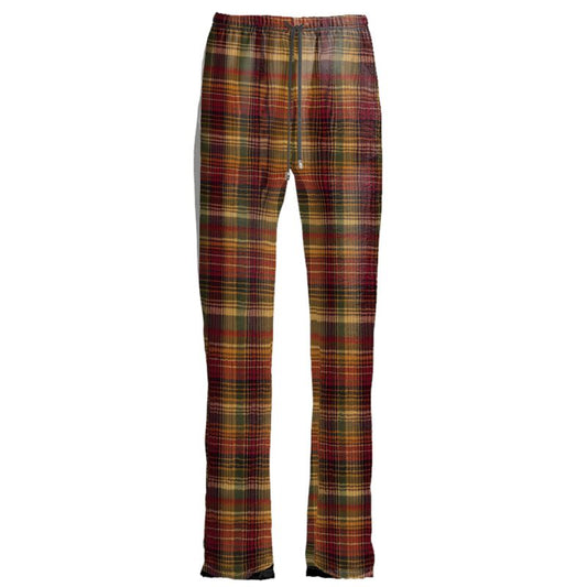 Autumn Tartan Print Satin Womens Trousers