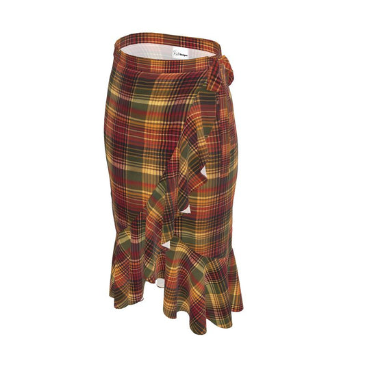Autumn Tartan Print Flounce Skirt
