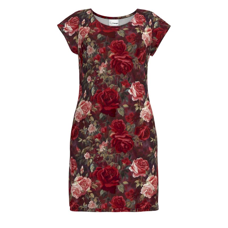 Red Rose Medley Ladies Tunic T-Shirt