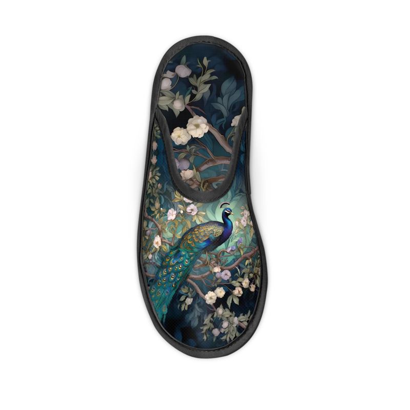 Serene Peacock Blossoms Slippers