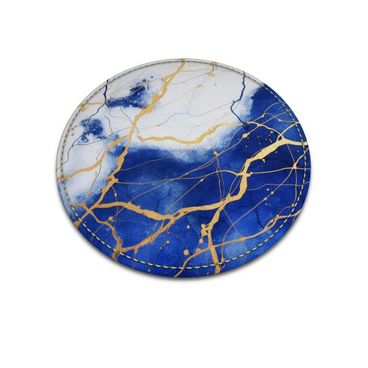 Lapis Lazuli Kintsugi Print Leather Coasters