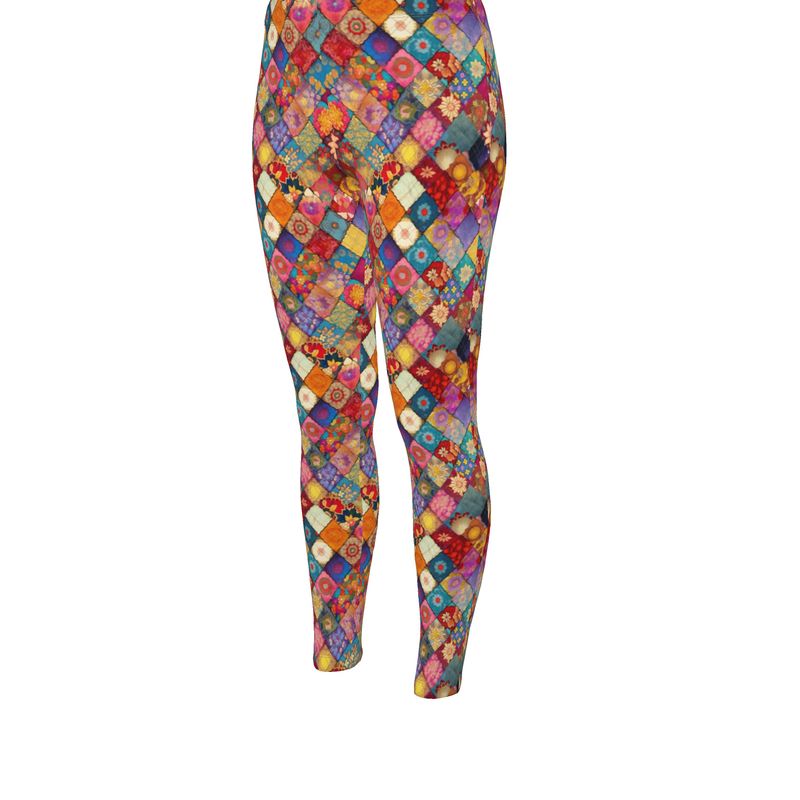 Boho Patchwork Print High Waisted Leggings